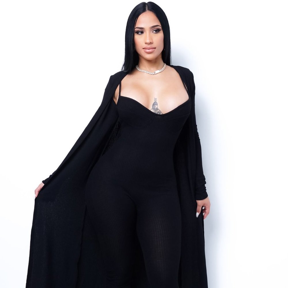 Black Sweater Jumpsuit Set